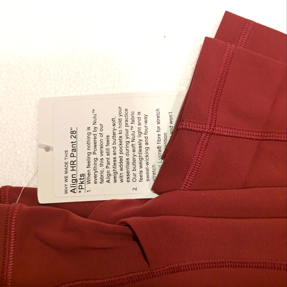 New Lululemon Align High Rise Pant 28" with pockets - Mulled Wine